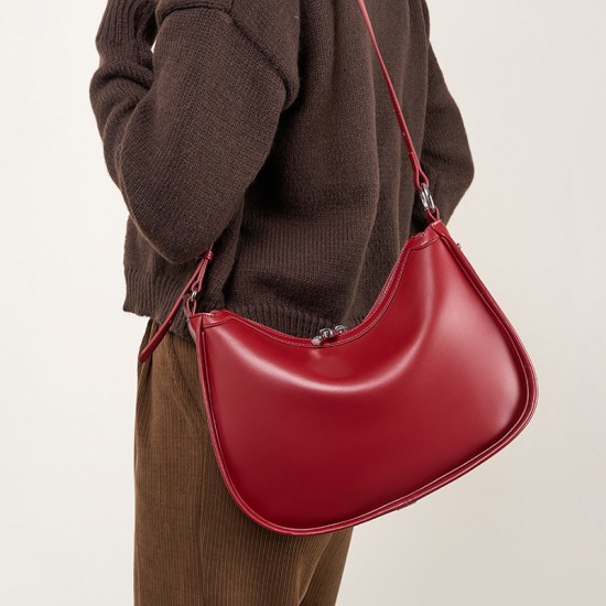 Niche design crescent-shaped genuine leather underarm bag, 2025 new simple and high-end single-shoulder crossbody, versatile women's bag