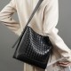 Hand-woven cowhide tote bag, new large-capacity fashionable commuter shoulder bag, crossbody bag