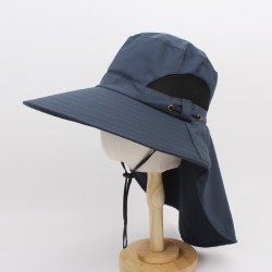 Men's spring and summer sun hat, outdoor sun protection, neck protection, fishing hat, wide-brimmed breathable windproof hat.