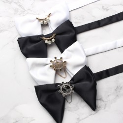 New solid color men's polyester bow tie and neck flower, casual business wedding ox-horn bow tie, wholesaler
