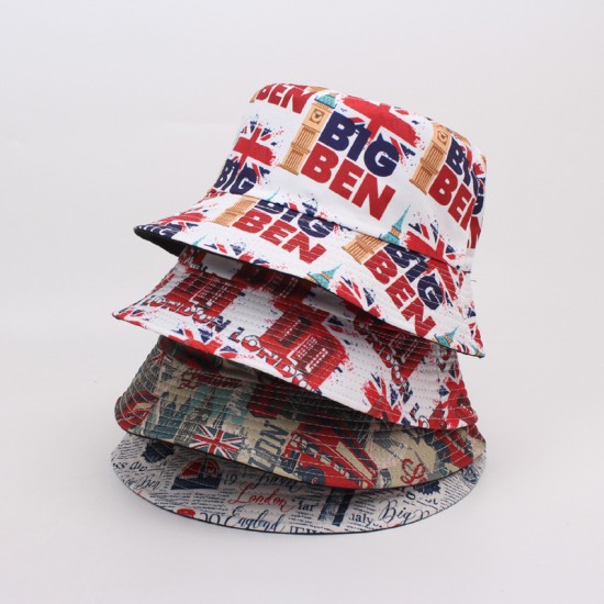European and American style Union Jack bucket hat, reversible sun visor, personalized young couple's bucket hat for women