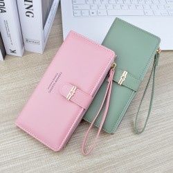 Long length wallet for women - detachable zipper, fashionable patchwork handbag, multi-card slot, large capacity leather bag, mobile phone bag
