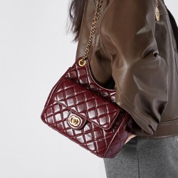 2025 new top-grain cowhide Hobo bag, Tmall Genie Chanel-style fashionable and versatile shoulder bag
