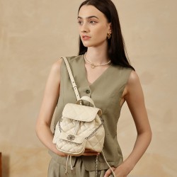 2025 new style genuine leather women's backpack, Chanel-style diamond pattern, 2025 summer new style, niche design, high-end and versatile chain backpack