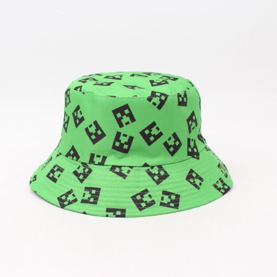 Foreign European and American cartoon crane bucket hat, canvas fabric, double-sided sun hat for students and couples.