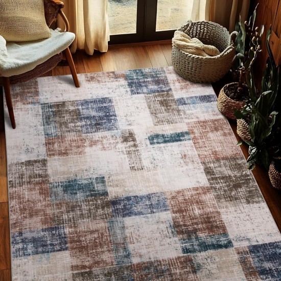 Cross-border Amazon abstract geometric print rug, non-slip, easy-care sofa coffee table mat for living room decoration.