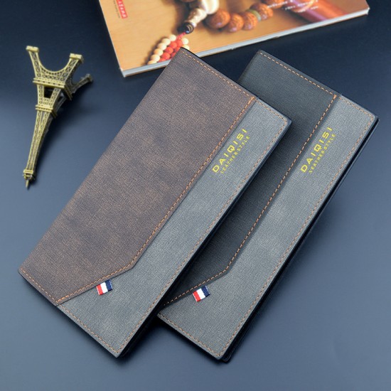 New men's wallet - long style wallet, vertical style thin soft leather wallet with multi-card slot, multi-card bag for suit bag