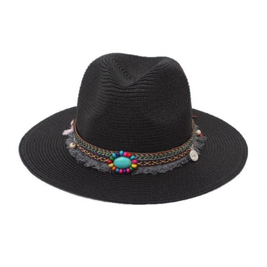 Cross-border ethnic jazz hat, spring/summer beach vacation straw hat, versatile casual beach hat, retro hat Cross-border ethnic jazz hat, spring/summer beach vacation straw hat, versatile casual beach hat, retro hat