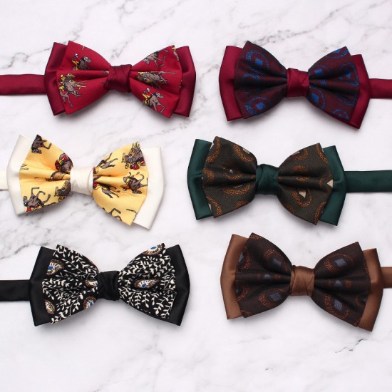 New double-stitched men's bow ties, trendy yarn-dyed jacquard suit accessories, and vintage bow ties, available for wholesale