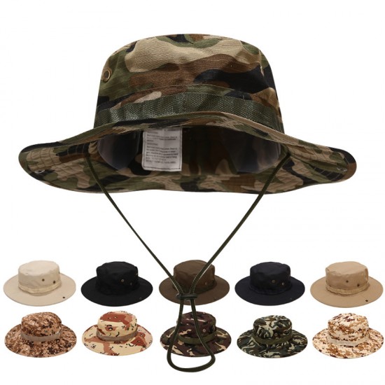 Best-selling outdoor jungle camouflage bucket hat, solid-color round-brimmed casual hiking and fishing sun hat, bonnies.