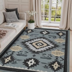 Cross-border retro ethnic-style crystal velvet printed carpet for living room, stain-resistant and skin-friendly, sofa blanket for balcony decoration