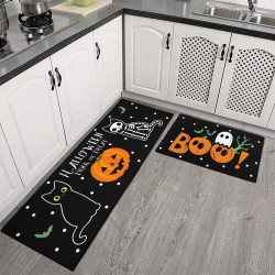 TEMU hot-selling American pumpkin kitchen mat, non-slip, absorbent, stain-resistant, long two-piece foot mat set available for delivery.