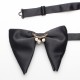 New solid color men's polyester bow tie and neck flower, casual business wedding ox-horn bow tie, wholesaler