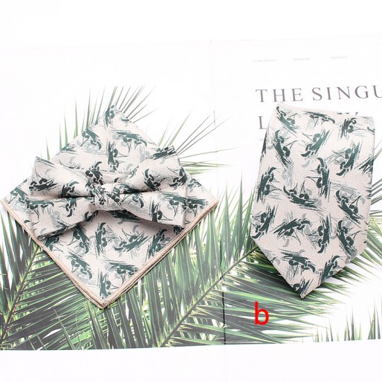 Lei'er men's tie sets, three-piece polyester striped tie, bow tie, and handkerchief set. Suit accessories manufacturers in stock