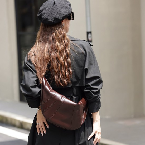 2025 New Large Croissant Bag, Genuine Leather Versatile Women's Commuter Shoulder Bag, Large Capacity Crossbody Bag