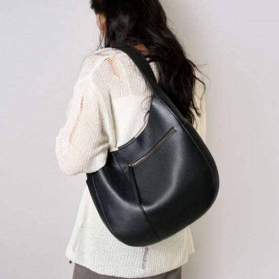 High-quality top-grain cowhide tote bags, luxurious and simple, large-capacity genuine leather commuter crescent bags, shoulder handbags.