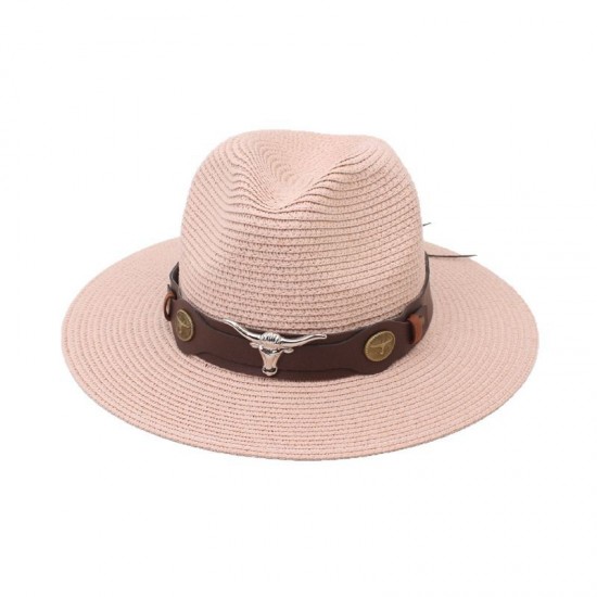 Overseas beach vacation sun hats, bull-head accessory straw hats, wide-brimmed top hats, jazz hats, travel couple's hats