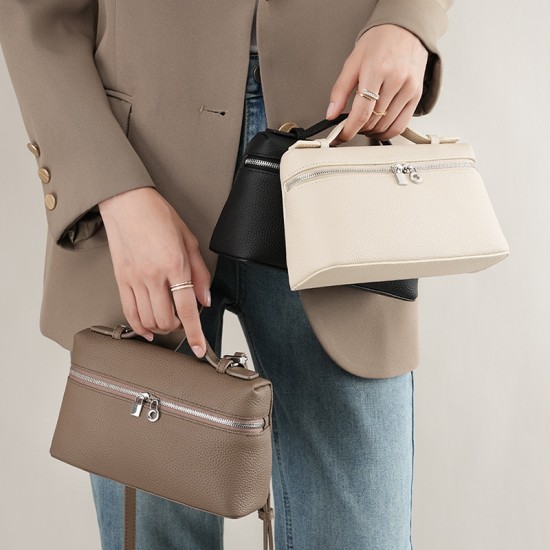 Yan top-grain cowhide LP19 lunch box bag, genuine leather women's bag, 2025 new Gigi-style handbag