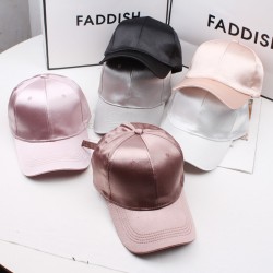 Women's summer satin solid color baseball cap, versatile sun protection hat for young men, couple's curved brim hat