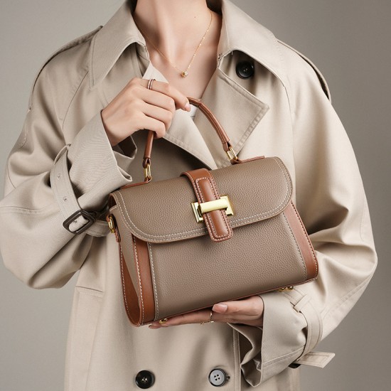 Top-grain cowhide bag, high-quality fashionable handbag, crossbody bag, niche light luxury shoulder bag, versatile genuine leather for women