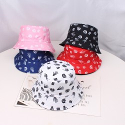 Cross-border Hawaiian-style reversible coconut palm print bucket hat, versatile and casual bucket hat for beach vacations