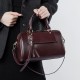 New Winter Genuine Leather Boston Pillow Bag, Fashionable and Casual Handbag, Cowhide Shoulder Bag for Women
