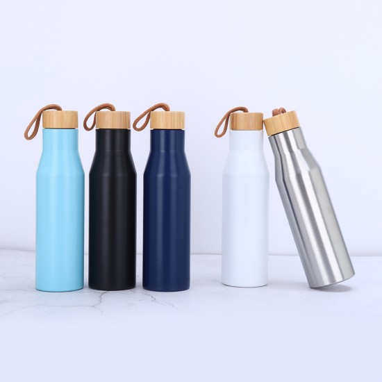Large-capacity 500ml solid color 304 stainless steel vacuum insulated tumbler, sports mug with handle