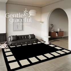French carpets, living room coffee table and bedroom bedside black and white sofa rugs, premium luxury, stain-resistant, fragrant floor mats, in stock