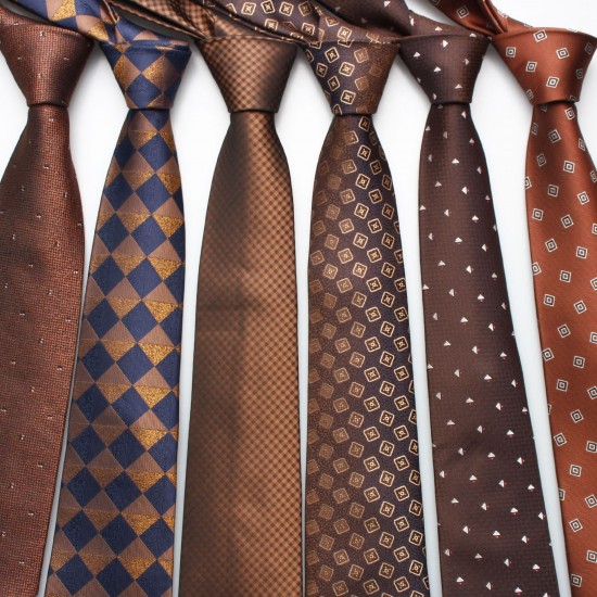 Men's polyester yarn-dyed casual tie 8cm, brown series, casual and versatile shirt tie, in stock for wholesale.