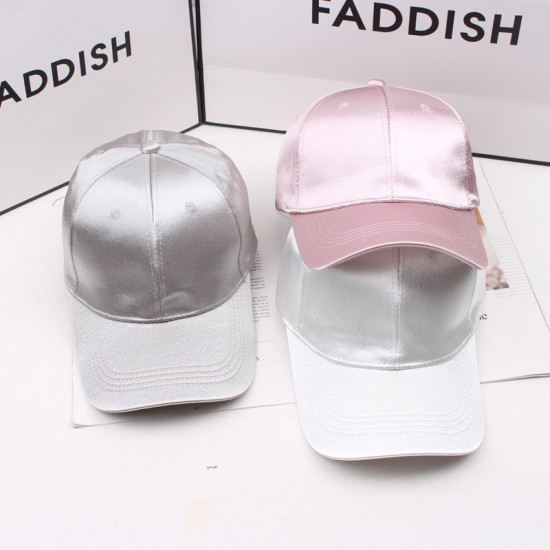 Women's summer satin solid color baseball cap, versatile sun protection hat for young men, couple's curved brim hat
