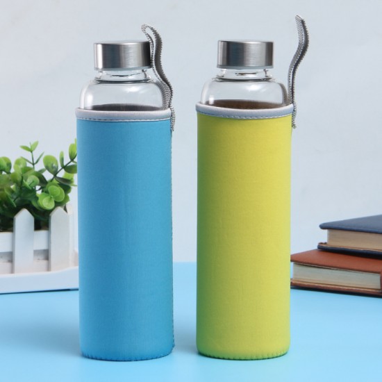 Custom high-silicon boron single-layer glass, insulated, neoprene cloth-covered, transparent water cup, portable gift for export