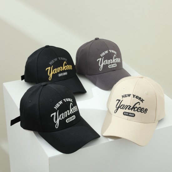 Baseball cap with letter embroidered men's and women's sun protection, large head circumference, flattering small peaked cap, spring and summer hardtop curved brim sun hat