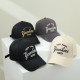Baseball cap with letter embroidered men's and women's sun protection, large head circumference, flattering small peaked cap, spring and summer hardtop curved brim sun hat