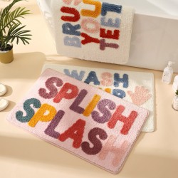 Cartoon wash time bathroom faux cashmere absorbent doormat, thick entryway doormat in stock.