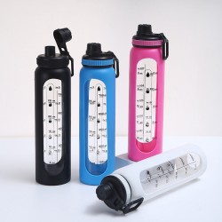 Cross-border transparent silicone glass with handle, large-capacity sports water cup, simple, instant drinking cup