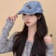 Korean Vintage Washed Denim Forward Hat with Cat Style Summer Multi-functional Big Head Wrap to Make Face Look Smaller Beret for Thieves Hat Korean Vintage Washed Denim Forward Hat with Cat Style Summer Multi-functional Big Head Wrap to Make Face Look Smaller Beret for Thieves Hat