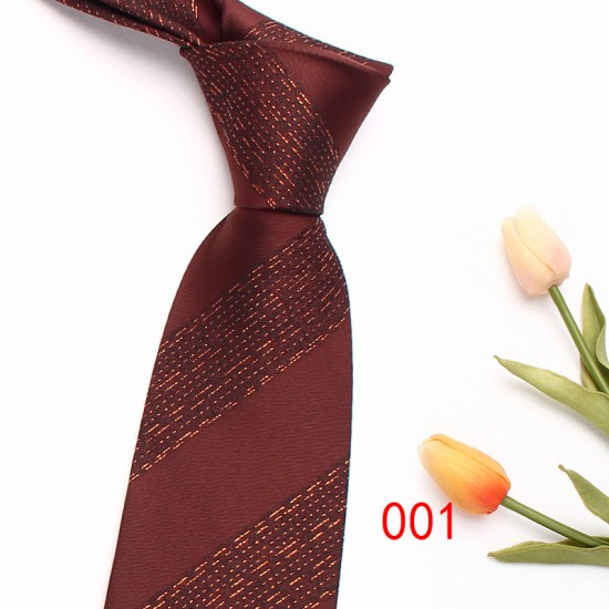 Lei'er burgundy men's tie, vintage groom wedding tie, striped polyester silk business tie, factory in stock