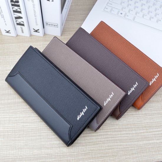 New wallet - men's long style wallet, vertical style fashionable patchwork contrasting color soft leather wallet, multi-card slot large capacity wallet for suit bag