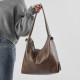 Genuine leather large-capacity stylish new Korean-style trendy solid color casual commuter shoulder tote bag Genuine leather large-capacity stylish new Korean-style trendy solid color casual commuter shoulder tote bag