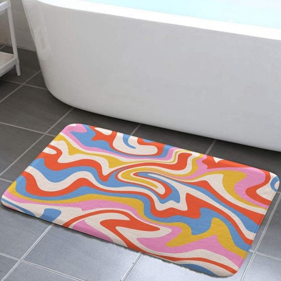 Creative striped diatom mud bathroom mat, non-slip, absorbent bathroom, foot mat, stain-resistant, easy-to-care entryway. Floor Mats