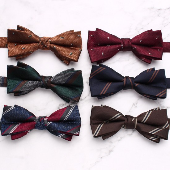 Men's groom's wedding bow ties, Chinese-style bow ties for formal photoshoots, stylish striped bow ties, available from manufacturers.