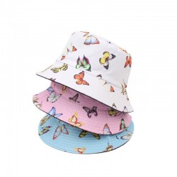 Overseas reversible bucket hats, dome-shaped bucket hats with butterfly prints, versatile sun hats for female students