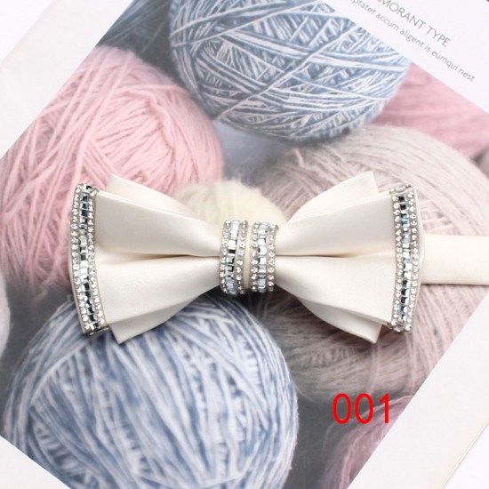 Silver diamond bow ties, men's diamond bow ties, stylish Korean-style bow ties for groomsmen and groomsmen, manufacturer.