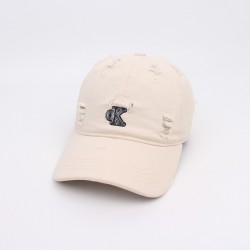 Women's baseball cap, washed, distressed baseball cap, outdoor sun hat, student couple's embroidered curved brim hat
