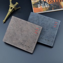 New style men's purse - short length, money clip, young man, multi-card slot card bag, fashionable patchwork casual thin soft leather bag