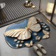 Visual 3D floral butterfly diatom mud floor mat, home bathroom, non-slip, absorbent, easy-care mat