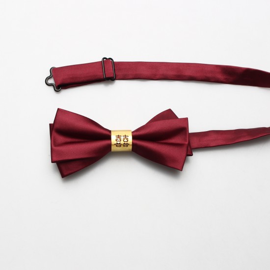 Red wedding tie with a "happiness" character, solid-color wedding bow ties for groomsmen, formal wedding bow ties, bow tie ties for suits Red wedding tie with a "happiness" character, solid-color wedding bow ties for groomsmen, formal wedding bow ties, bow tie ties for suits