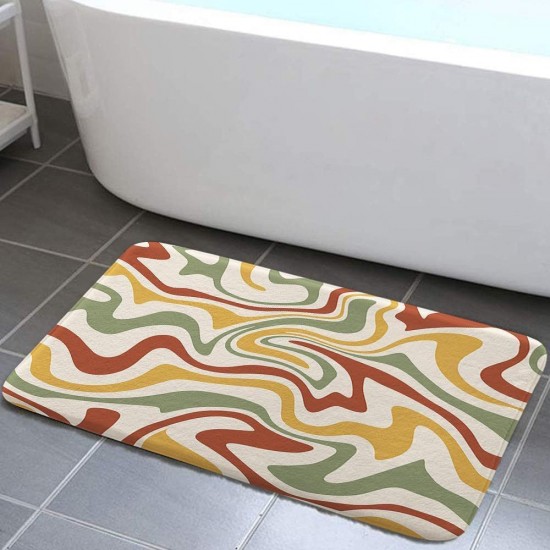 Creative striped diatom mud bathroom mat, non-slip, absorbent bathroom, foot mat, stain-resistant, easy-to-care entryway. Floor Mats