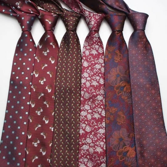 Wholesale men's 8cm business formal polyester silk ties. Men's suits and ties, casual red party ties