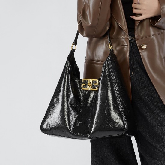 Top-grain cowhide underarm bag, hobo bag, high-end, used, large-capacity tote bag.